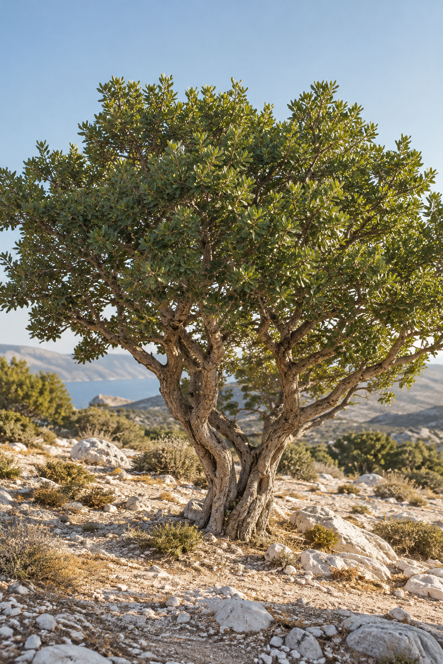 Mastic tree on rocky ground